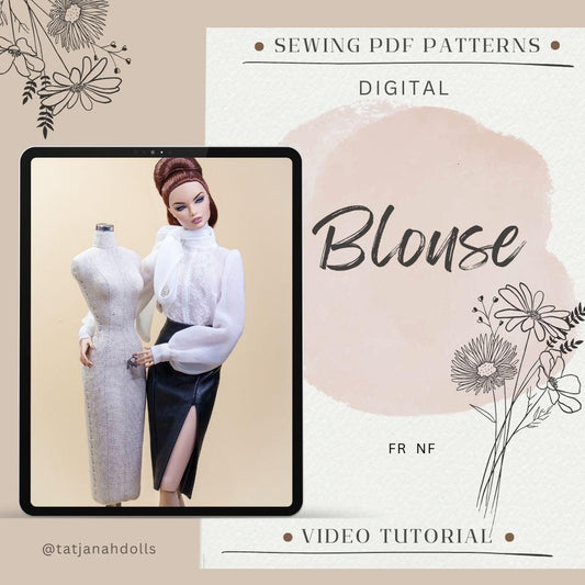 PDF Digital Pattern body blouse for Fashion Royalty Nu Face dolls Integrity toys +video tutorial