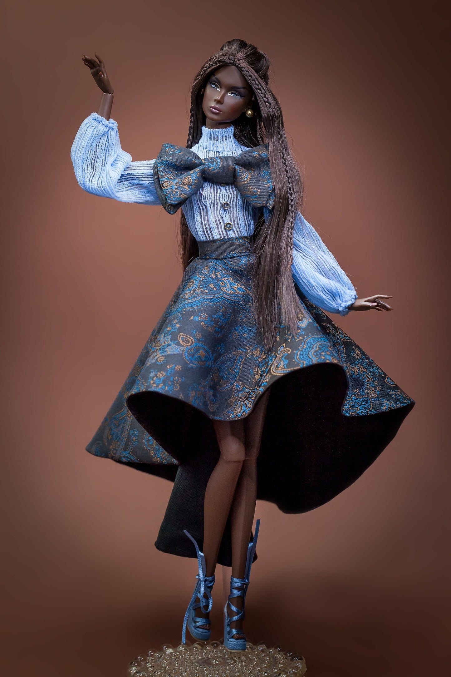 Body blouse and skirt blue for Integrity Toys Poppy Parker Fashion Royalty Nu Face