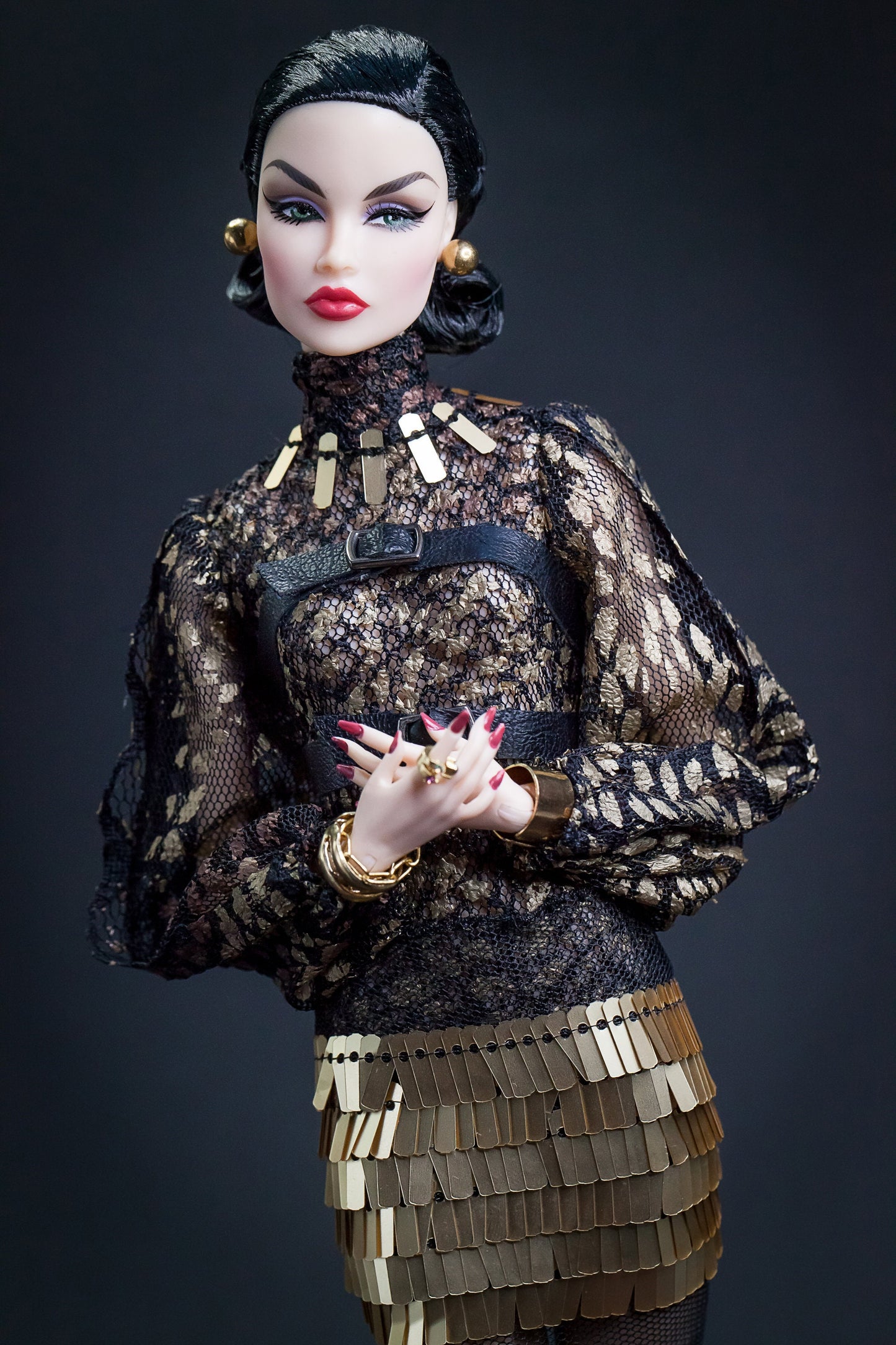 Black and gold snake print dress for Integrity Toys Poppy Parker Nu Face Fashion Royalty dolls