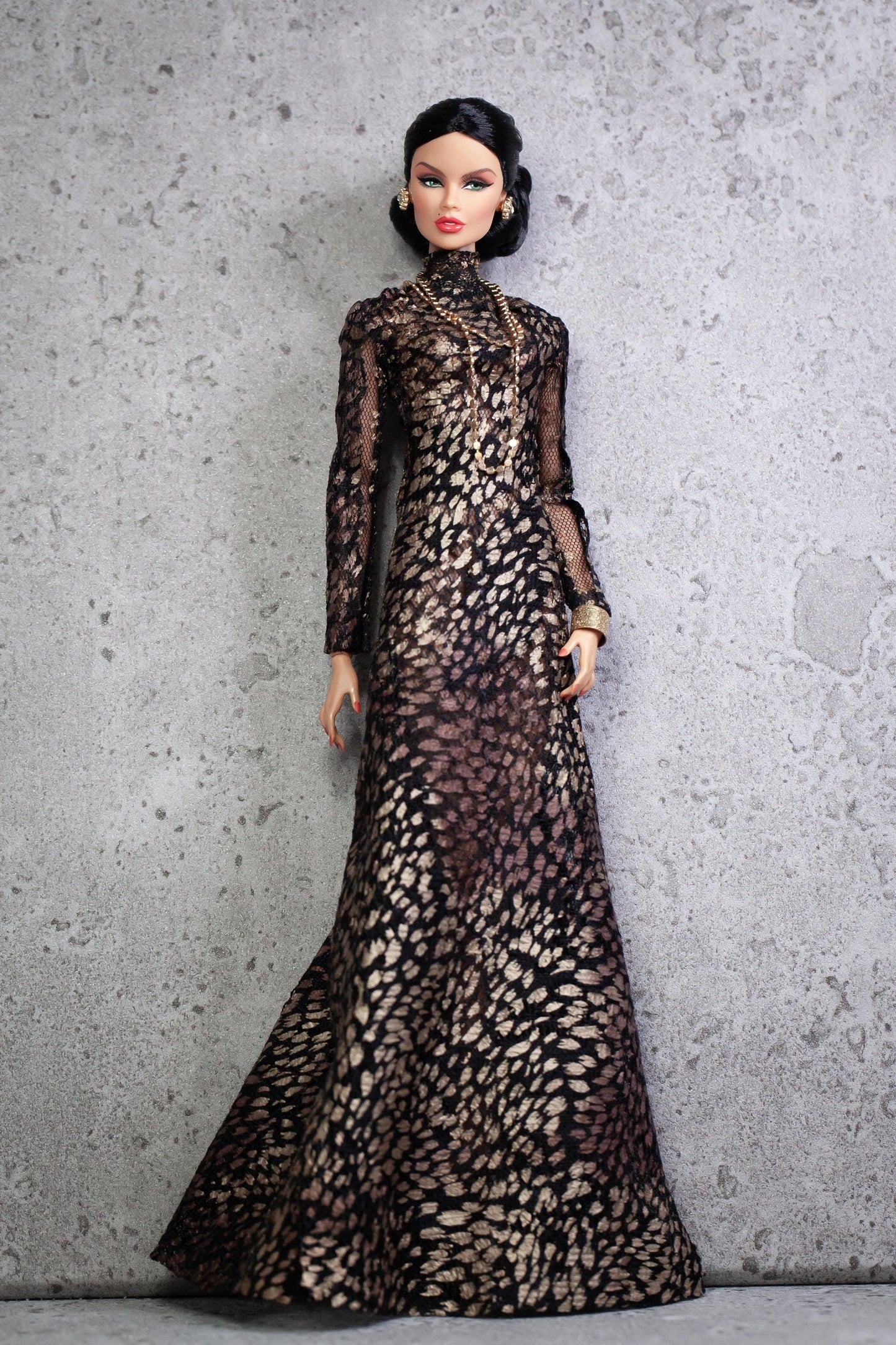 Long dress with snake print for Integrity Toys Poppy Parker Nu Face Fashion Royalty 12 inch dolls