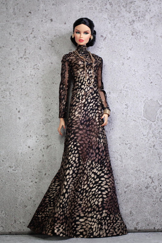 Long dress with snake print for Integrity Toys Poppy Parker Nu Face Fashion Royalty 12 inch dolls