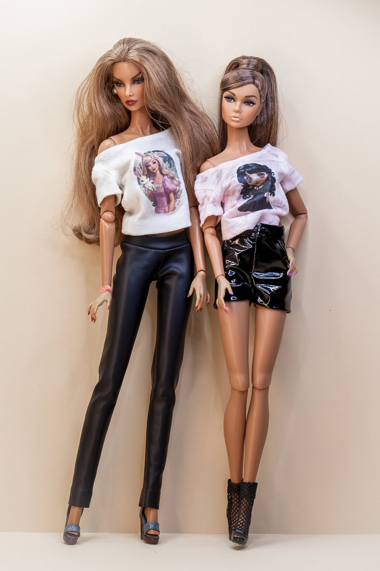 PDF Digital Pattern T-shirt &amp; leggings for Fashion Royalty Nu Face doll Integrity toys. Youtube VIDEO tutorial.