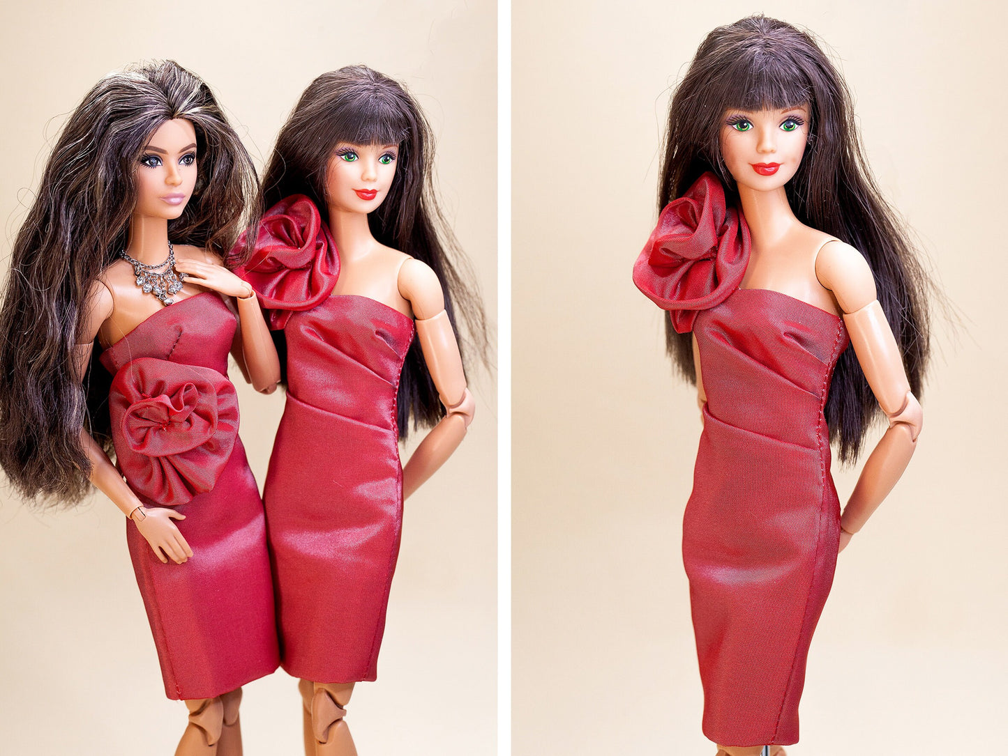 PDF Digital Pattern draped etui dress for BB &amp; Integrity toys dolls. VIDEO tutorial.