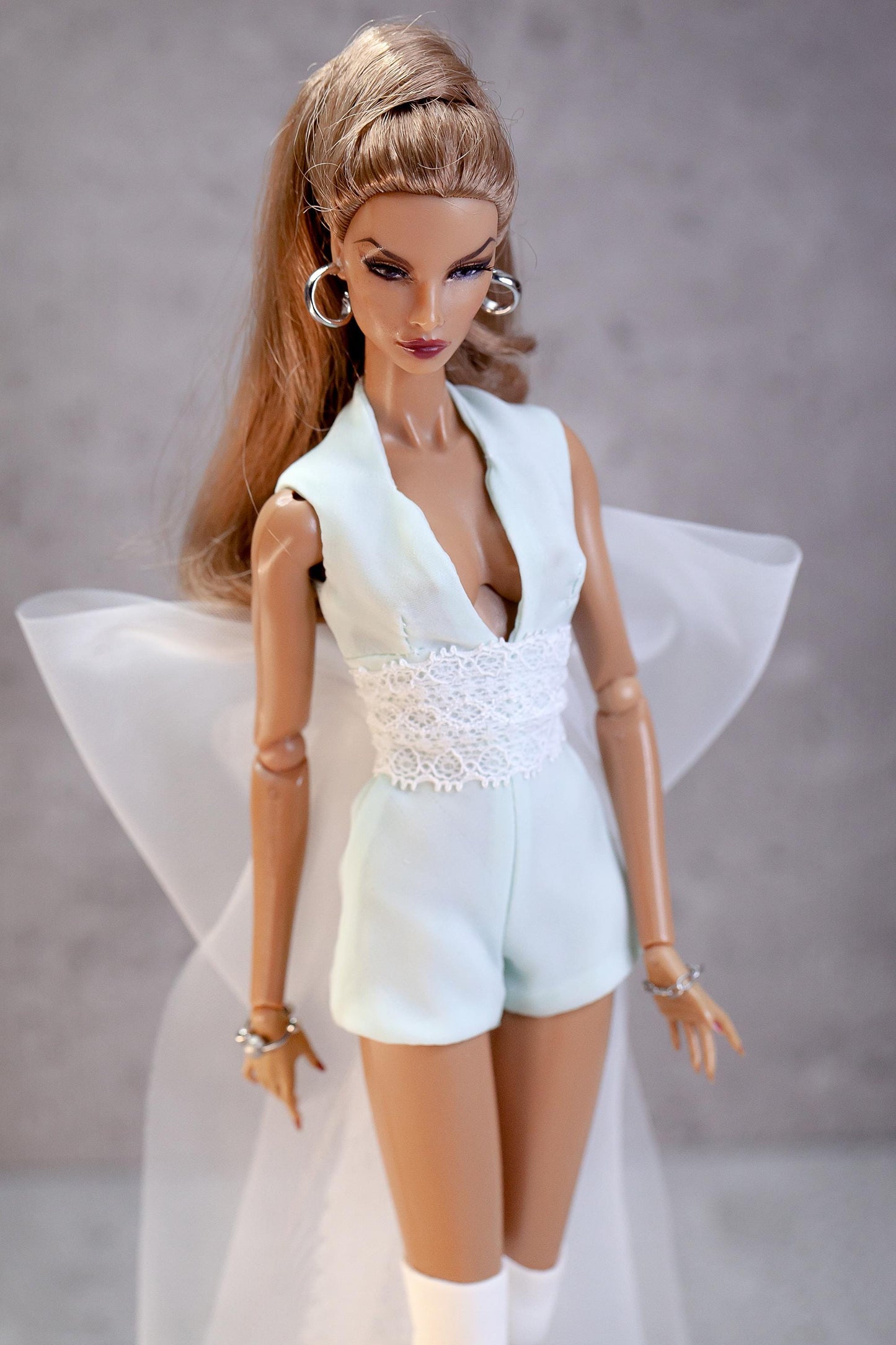 Overall jumpsuit for Integrity Toys 12 inch fashion dolls.