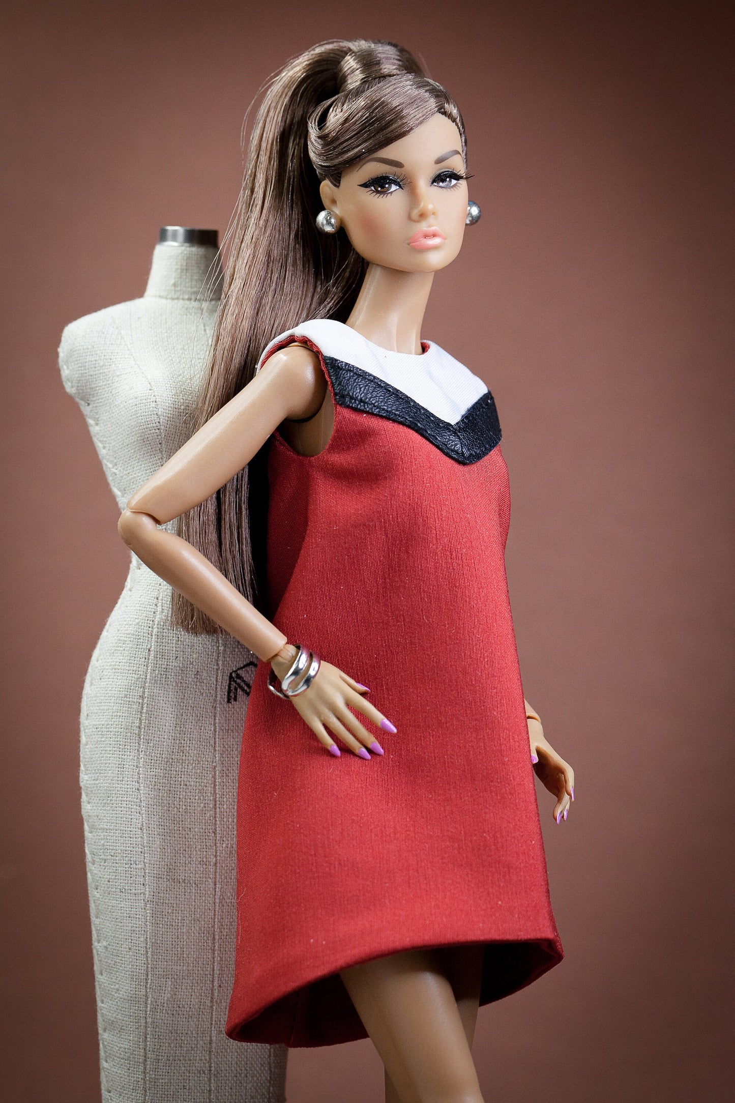 PDF Digital Pattern retro dress for BB Fashion Royalty Nu Face Poppy Parker Tulabelle dolls.