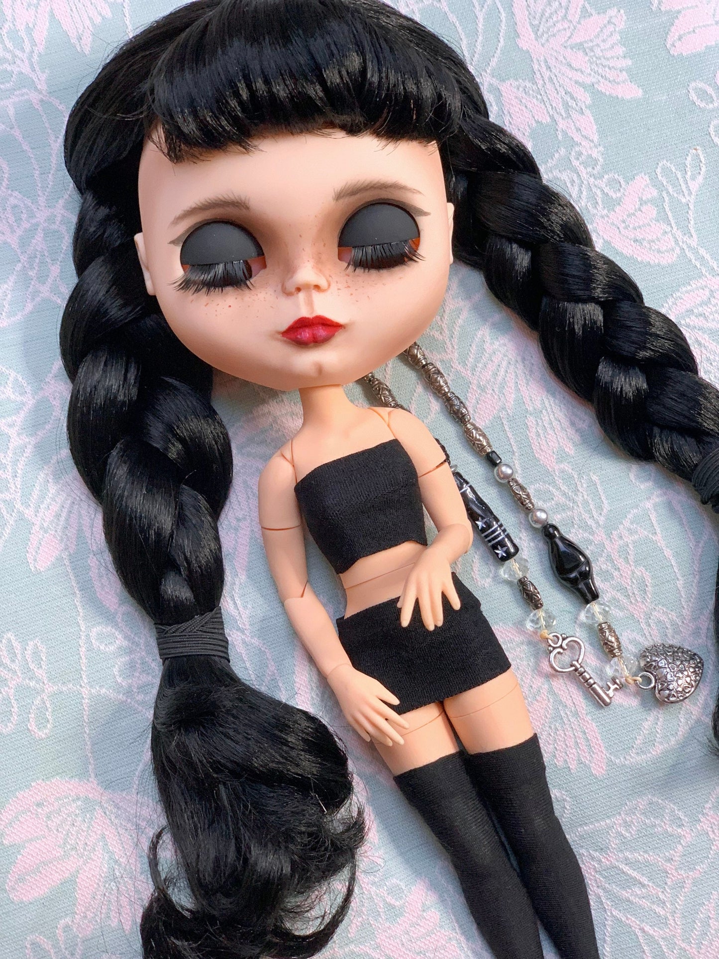 Black Wednesday Dress for Blythe Doll 1/6 Doll Dress with Collar. Clothes for Dolls