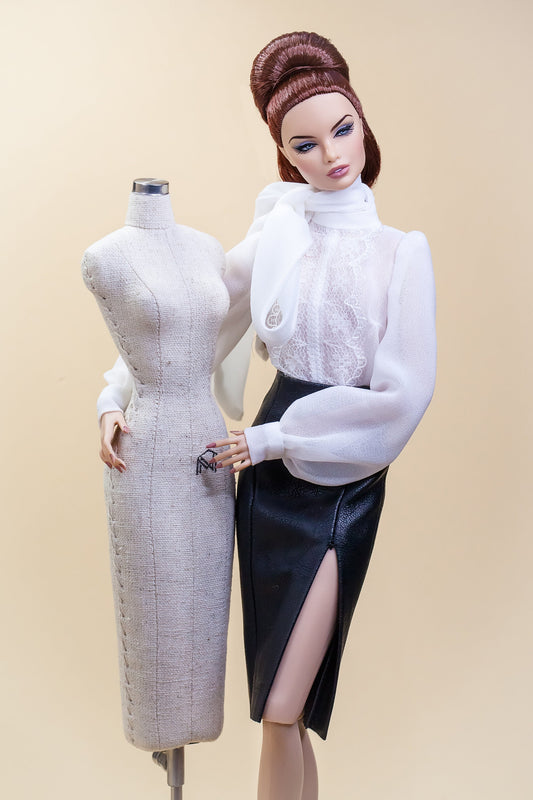 Body blouse and skirt imitation leather for Integrity Toys Poppy Parker Fashion Royalty Nu Face dolls