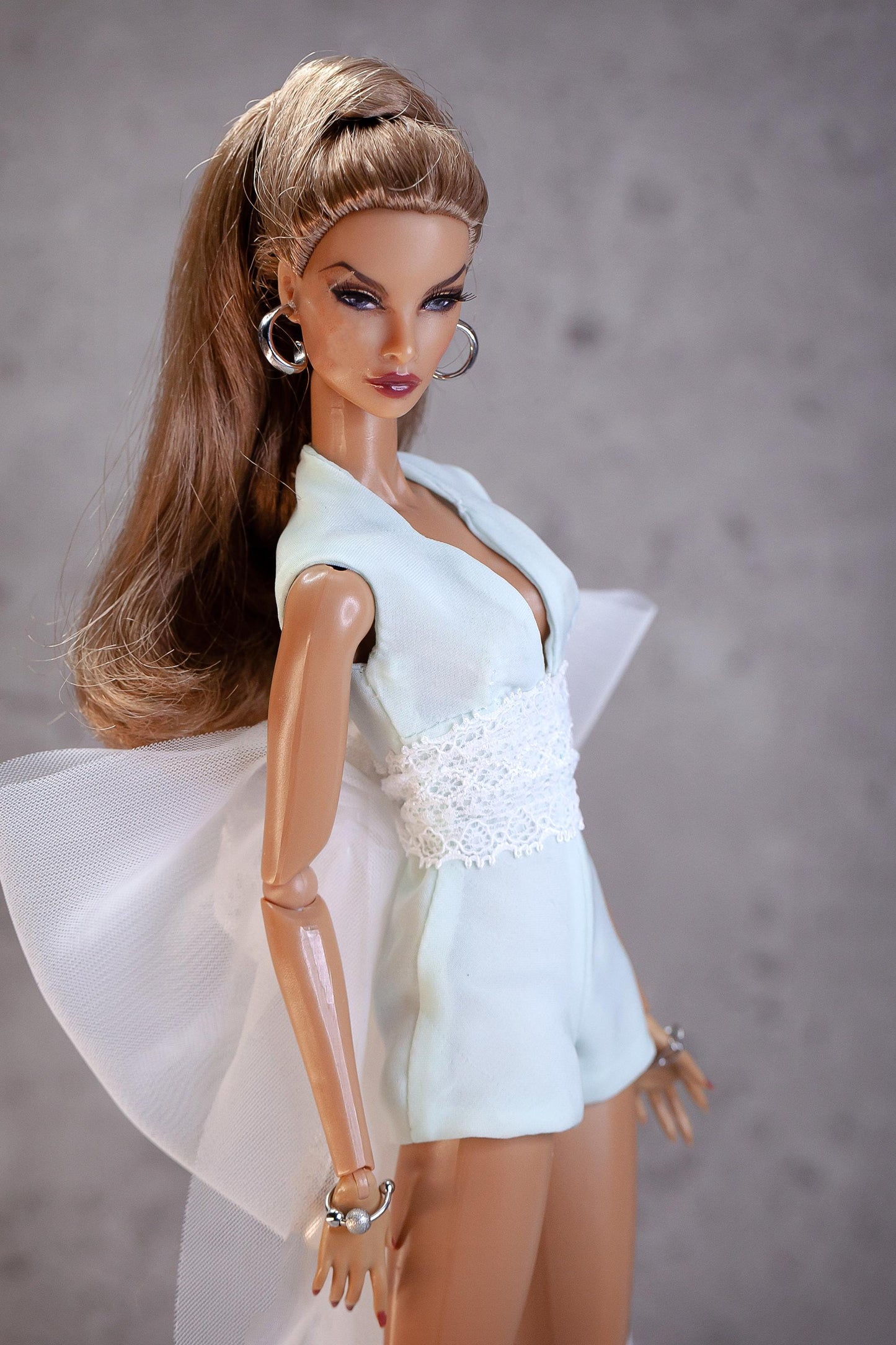Overall jumpsuit for Integrity Toys 12 inch fashion dolls.