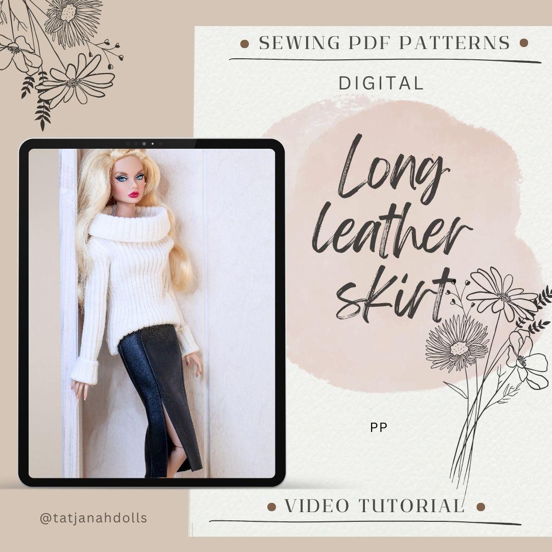PDF Digital Pattern leather skirt for Poppy Parker doll Integrity toys. VIDEO tutorial.