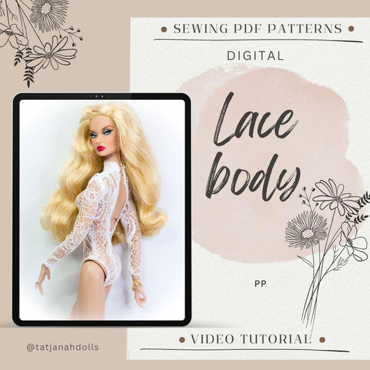 PDF Digital Pattern lace body for Poppy Parker Integrity toys. Tik Tok VIDEO tutorial.