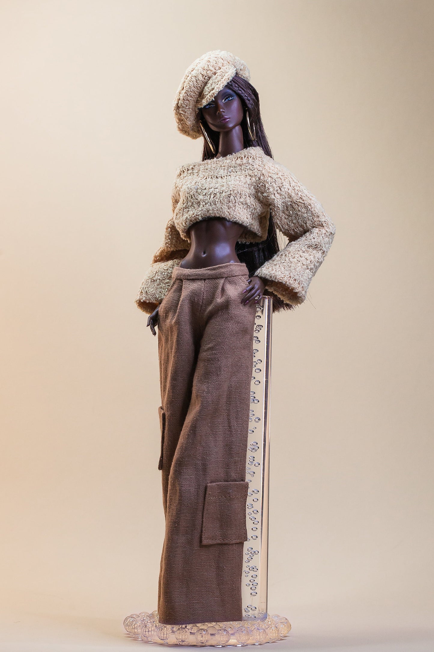 PDF Digital Pattern wide leg trousers for Fashion Royalty Nu Face Integrity toys and BB dolls. VIDEO tutorial.