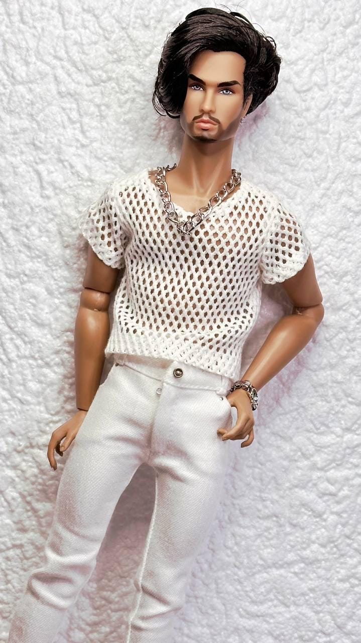 PDF Digital Pattern skinny jeans for male FR HOMME Monarch doll Integrity toys. With realistic pockets and zipper. Video.