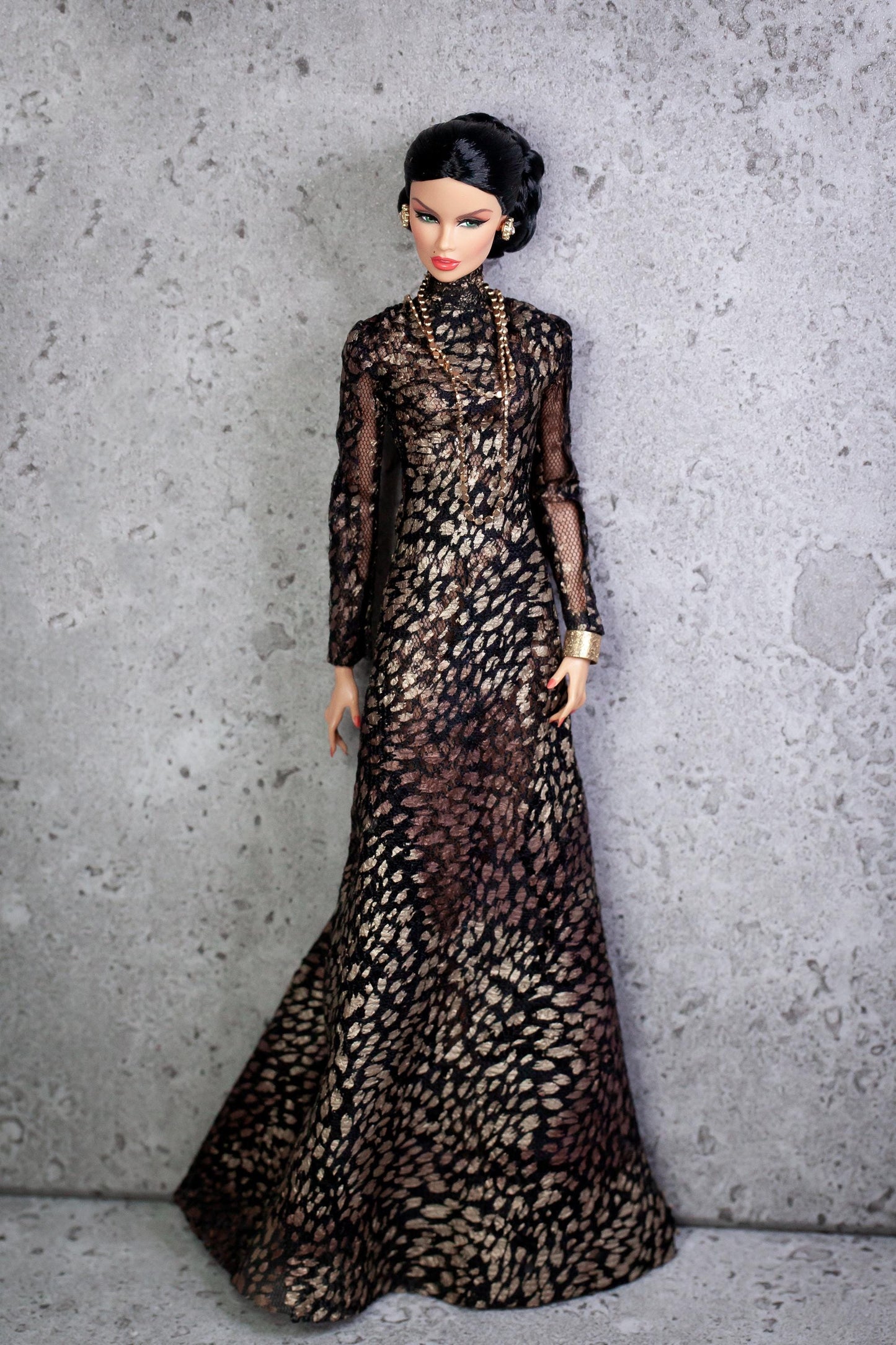 Long dress with snake print for Integrity Toys Poppy Parker Nu Face Fashion Royalty 12 inch dolls