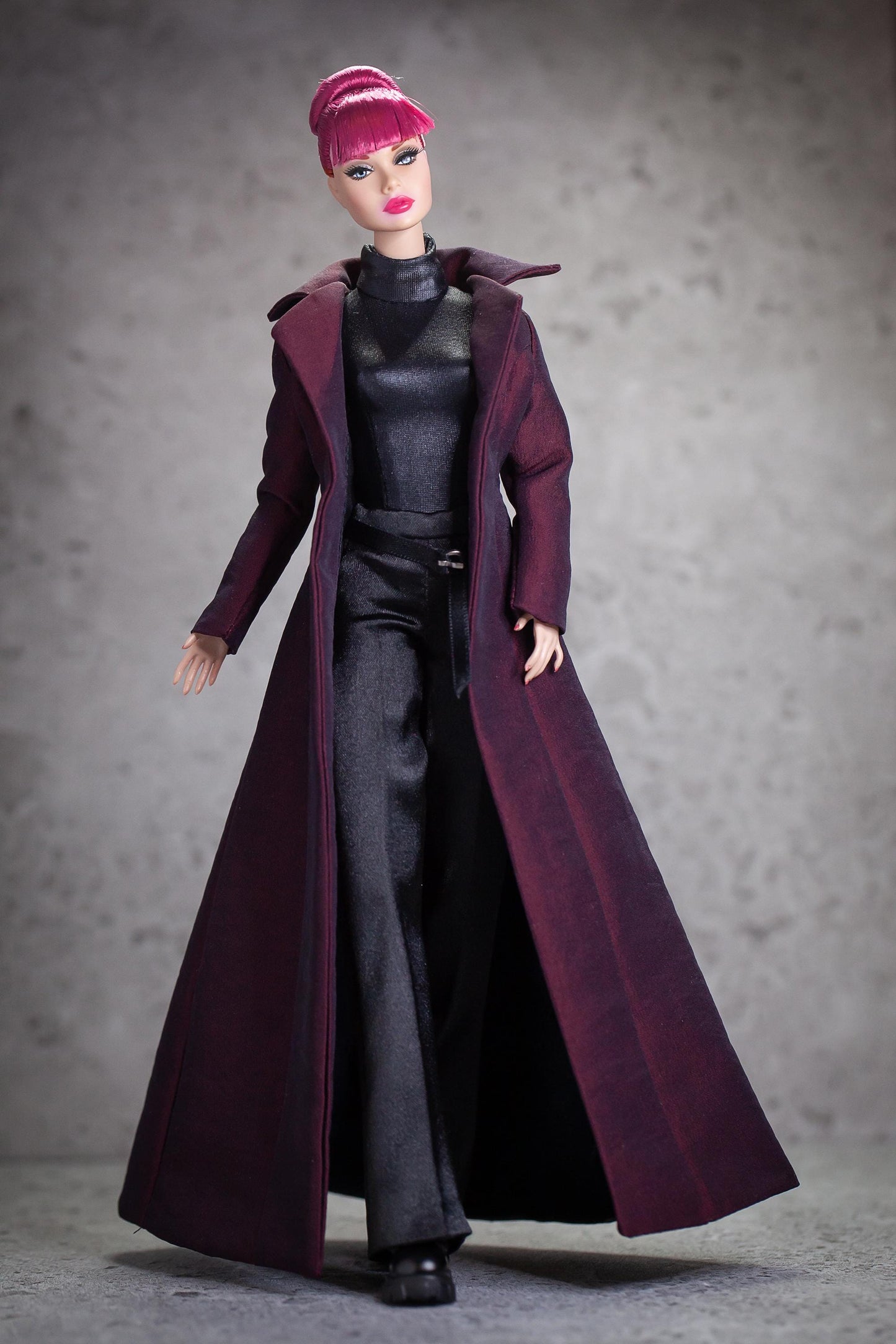 Faux leather coat for Integrity Toys Poppy Parker Fashion Royalty Nu Face doll