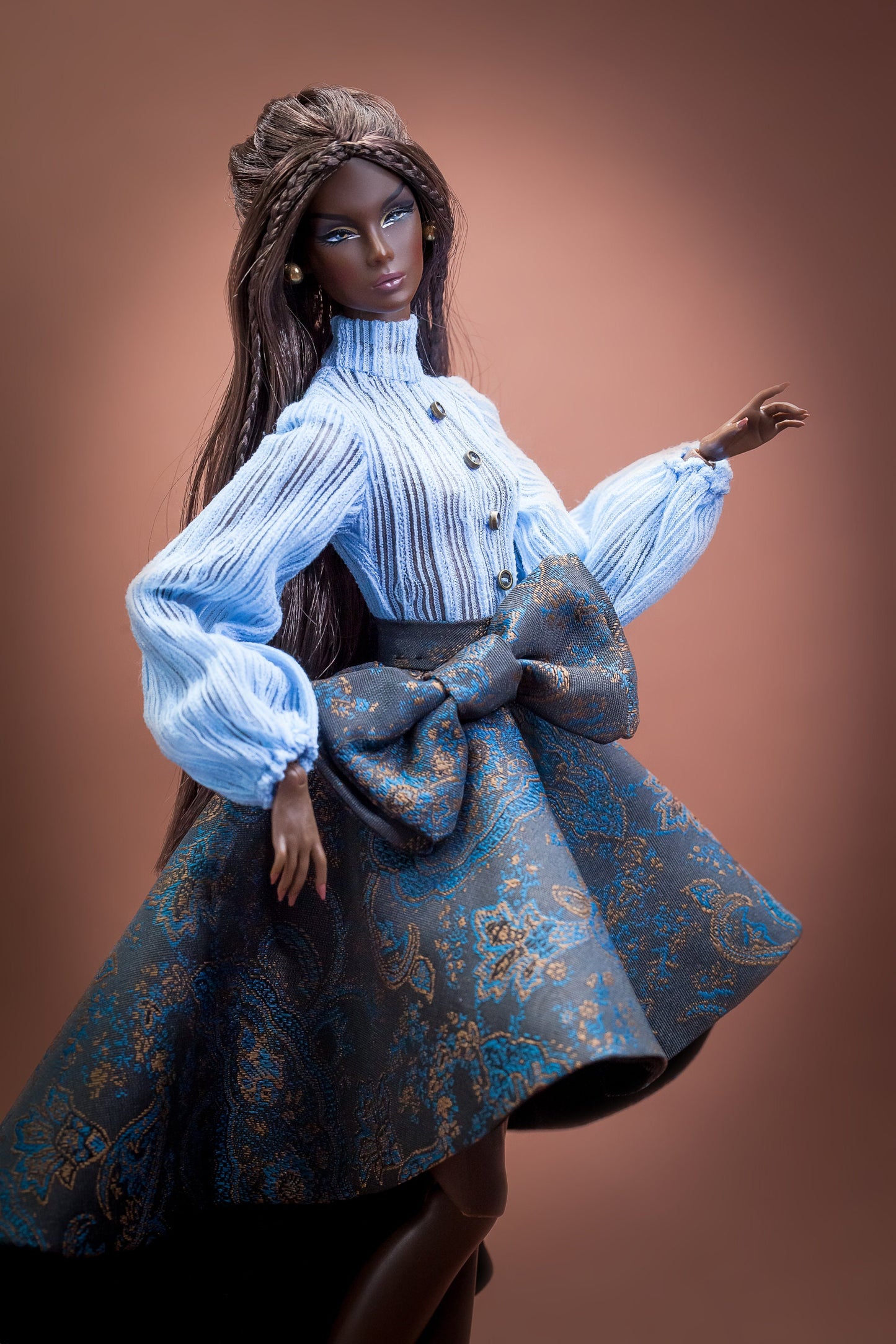 Body blouse and skirt blue for Integrity Toys Poppy Parker Fashion Royalty Nu Face