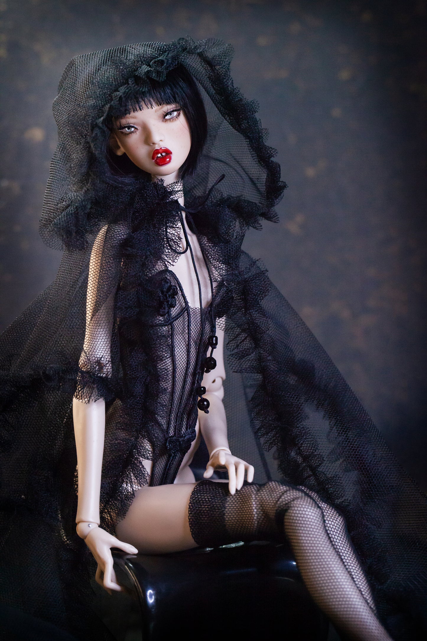 Edle Dessous für Popovy Sisters & Recast Puppen. Body Lingerie Corsage mit Strümpfen und Morgenmantel