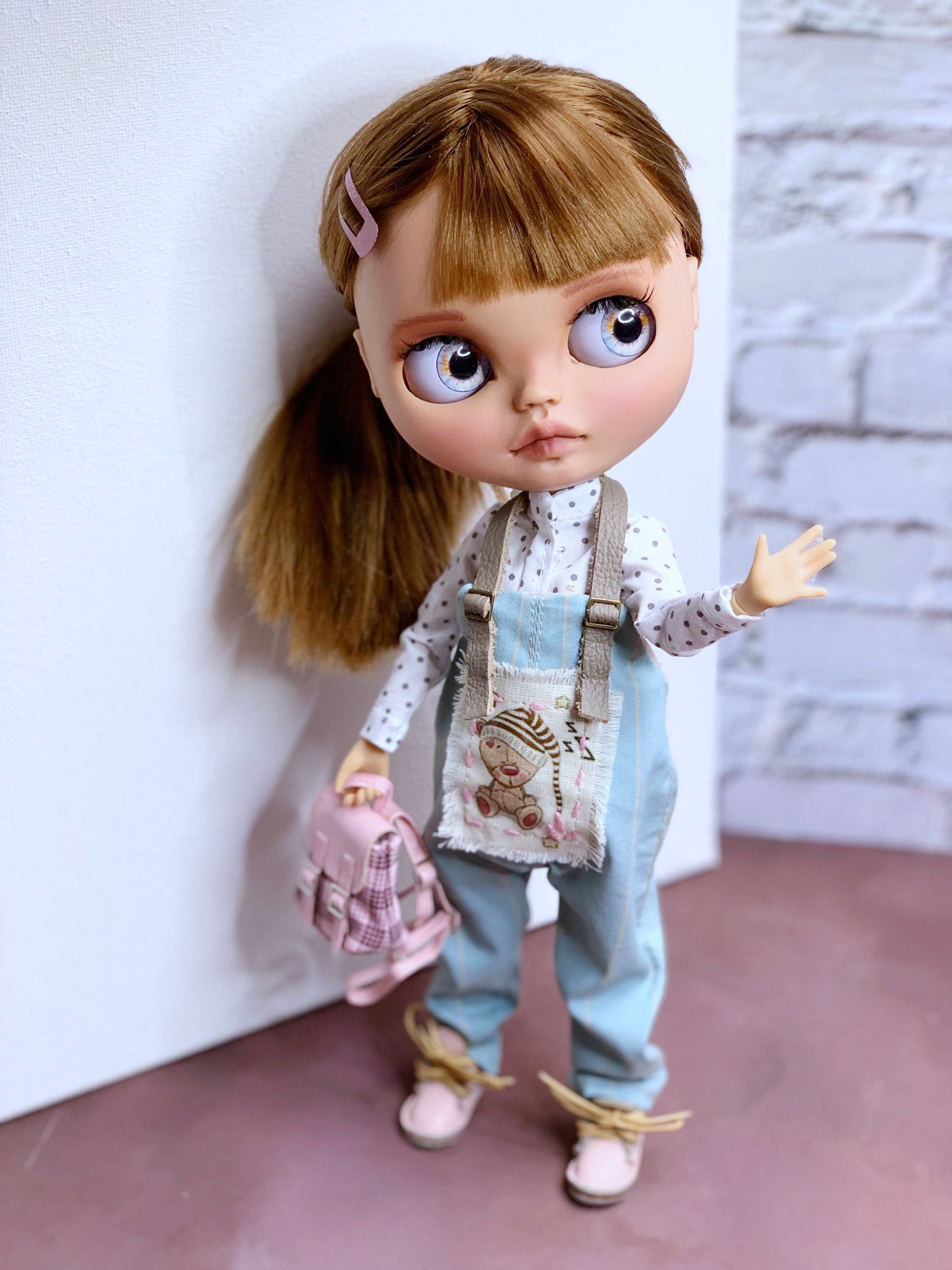 Blythe Doll (OOAK) Doll with medium blonde short hair, brunette 1/6 Custom 30 cm