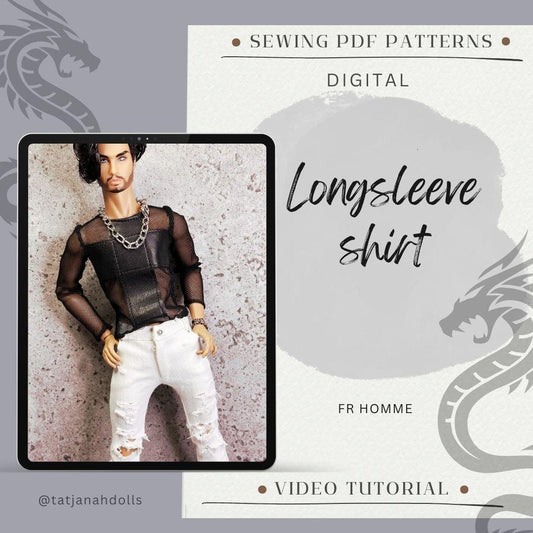 PDF Digital Pattern longsleeve shirt + t-shirt for male FR HOMME Monarch doll Integrity toys.