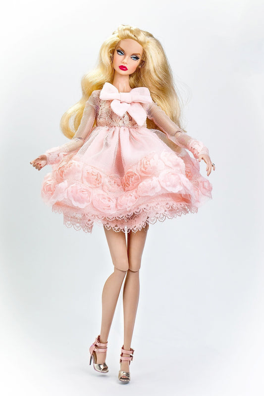 Pink dress for Integrity toys Fashion Royalty Nu Face Poppy Parker dolls.