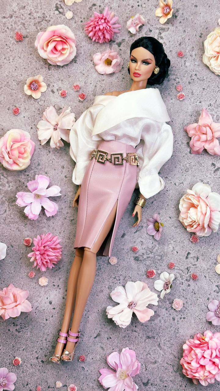Seiden Bluse Body und Rock Leder Imitat für Integrity Toys Poppy Parker Fashion Royalty Nu Face