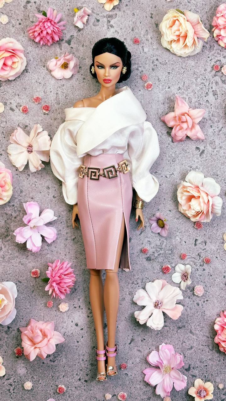 Seiden Bluse Body und Rock Leder Imitat für Integrity Toys Poppy Parker Fashion Royalty Nu Face