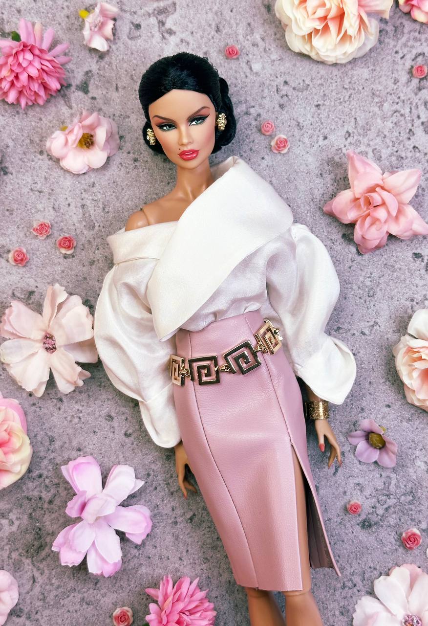 Seiden Bluse Body und Rock Leder Imitat für Integrity Toys Poppy Parker Fashion Royalty Nu Face