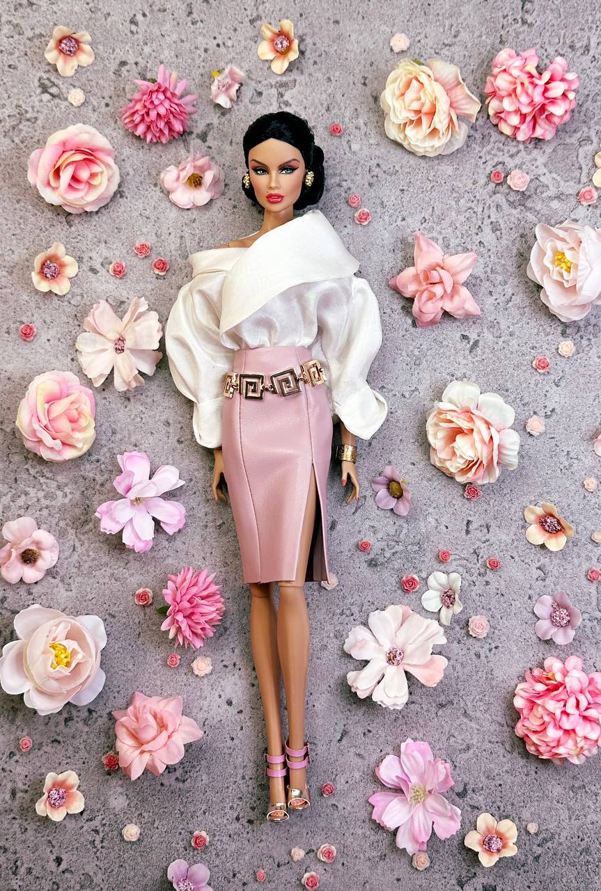 Seiden Bluse Body und Rock Leder Imitat für Integrity Toys Poppy Parker Fashion Royalty Nu Face