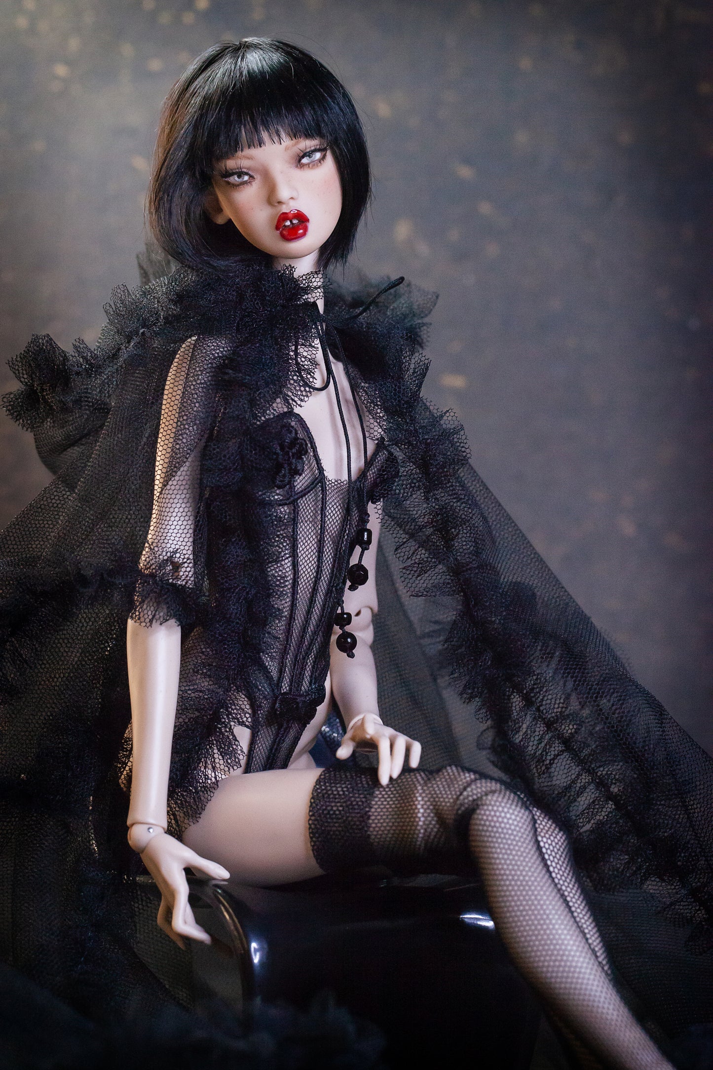 Edle Dessous für Popovy Sisters & Recast Puppen. Body Lingerie Corsage mit Strümpfen und Morgenmantel