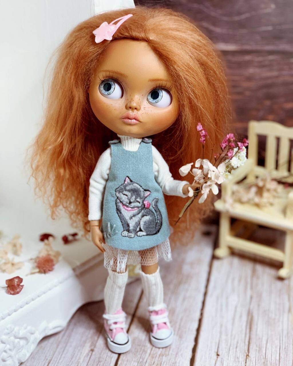 PDF Digital Pattern apron dress for Blythe 1:6 doll. YouTube VIDEO.