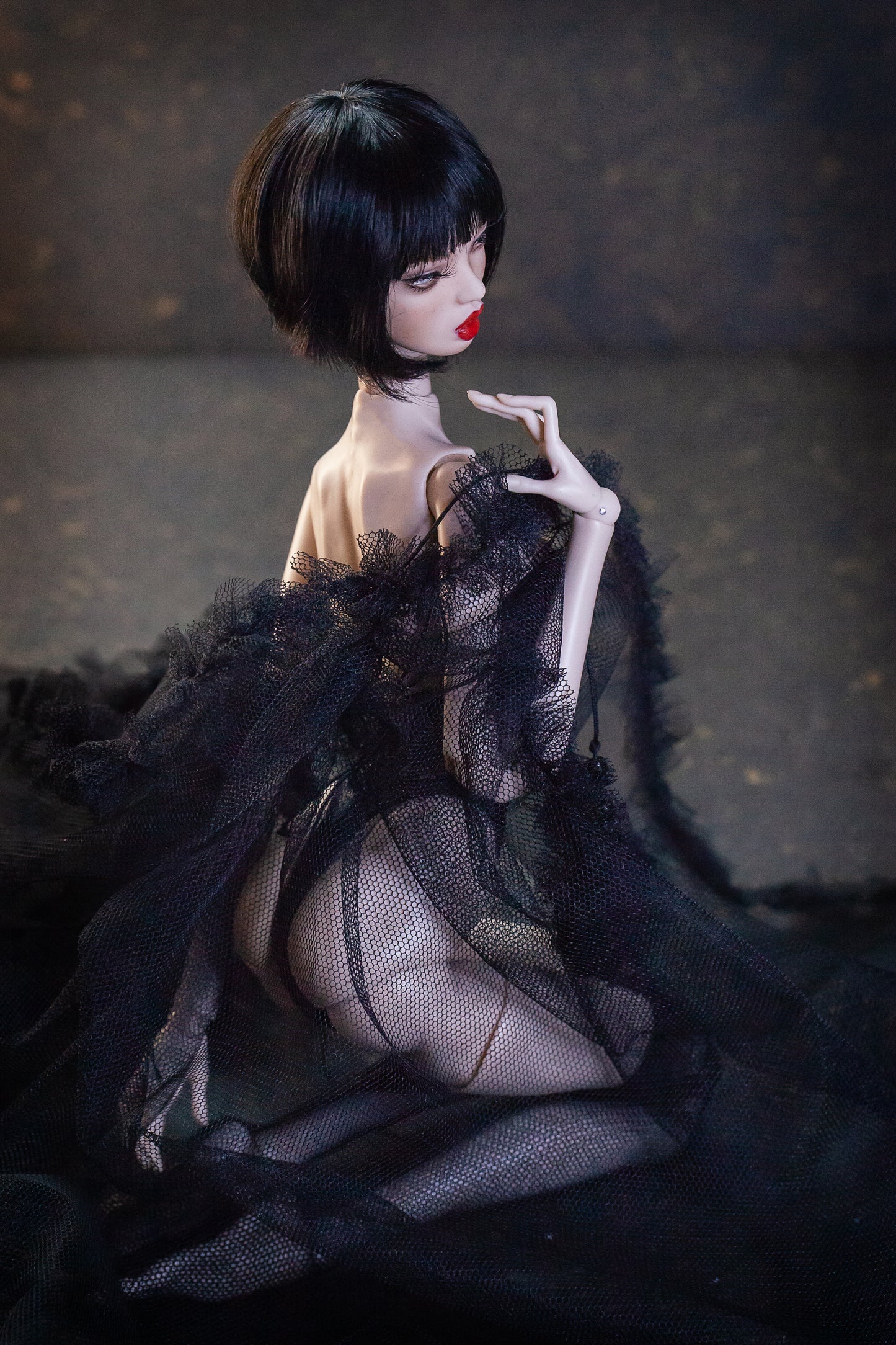 Edle Dessous für Popovy Sisters & Recast Puppen. Body Lingerie Corsage mit Strümpfen und Morgenmantel