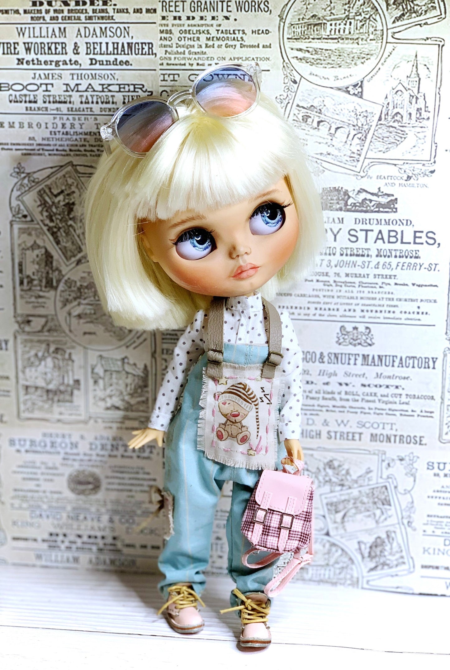 Blythe Outfit: Dungarees, Bib Pants, and Shirt for Dolls. Clothes for 30 cm Dolls