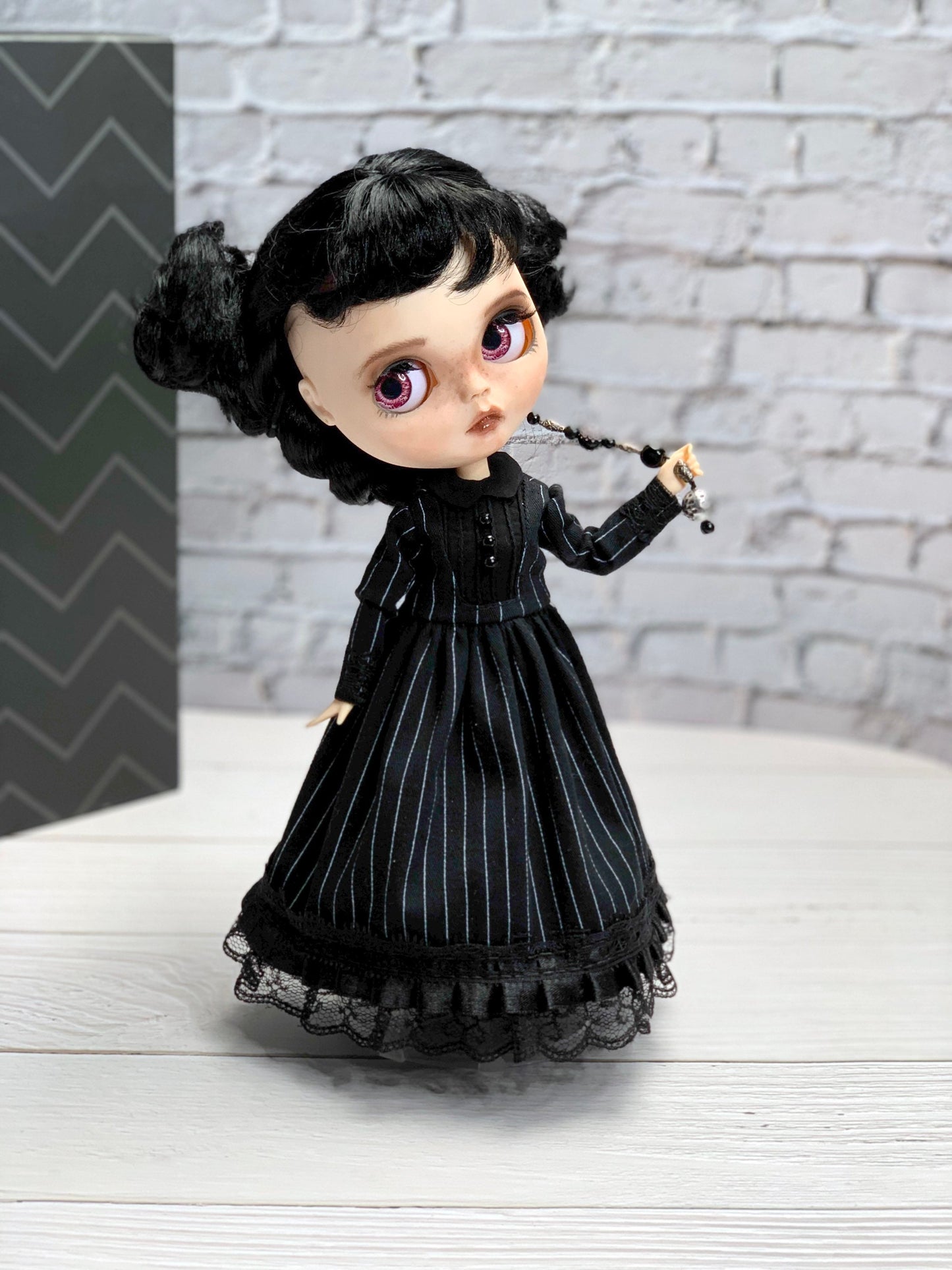 Black dress. Blythe doll dress 1/6 doll dress. Clothes.
