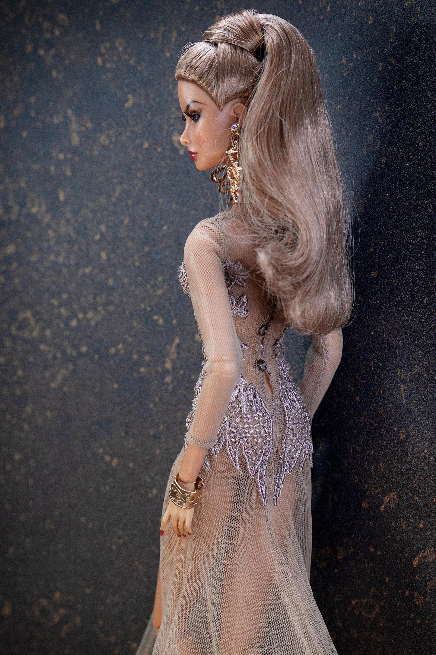Digital Embroidery &amp; Sewing Pattern – illusion naked dress with embroidered elements for Fashion Royalty, Nu Face Dolls