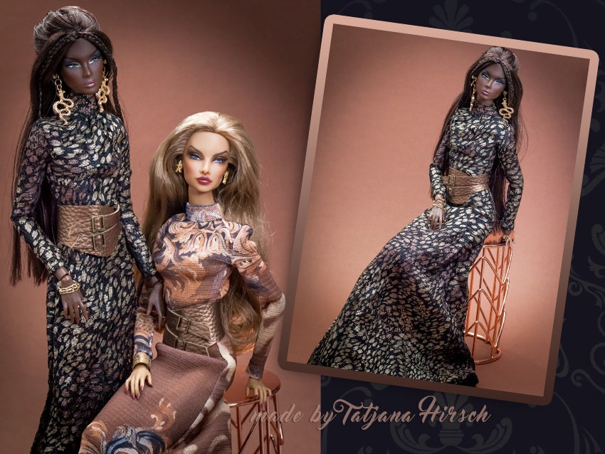Long dress with snake print for Integrity Toys Poppy Parker Nu Face Fashion Royalty 12 inch dolls