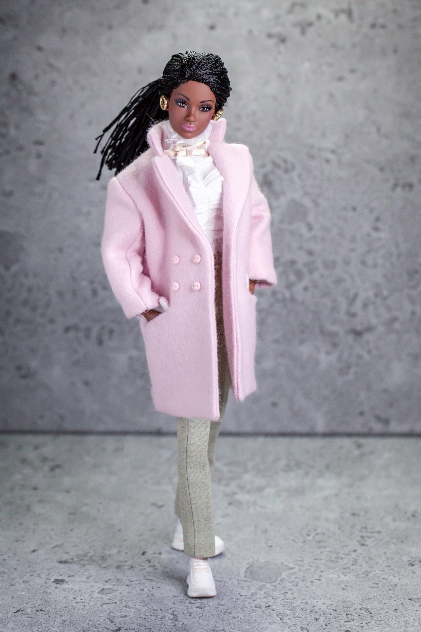 PDF Digital Pattern trench coat for BB &amp; Integrity toys 1:6 dolls. VIDEO tutorial instructions.
