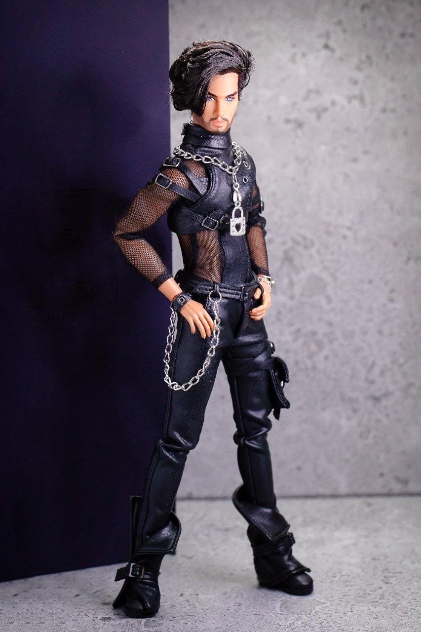 Leather Gothic Punk Outfit for FR Homme Integrity Toys Male Fashion Royalty Doll