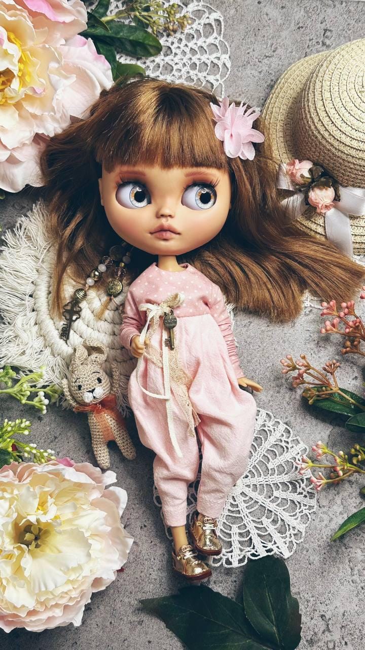Unique Blythe-style artist doll "Mila" – Handmade collectible doll for adoption OOAK