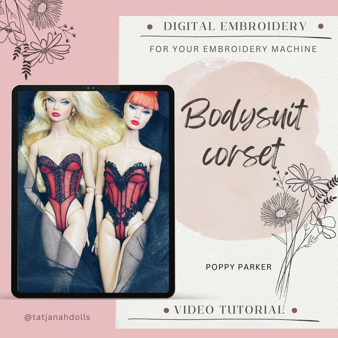 Digital Embroidery – Bodysuit Corset for Poppy Parker Integrity toys dolls