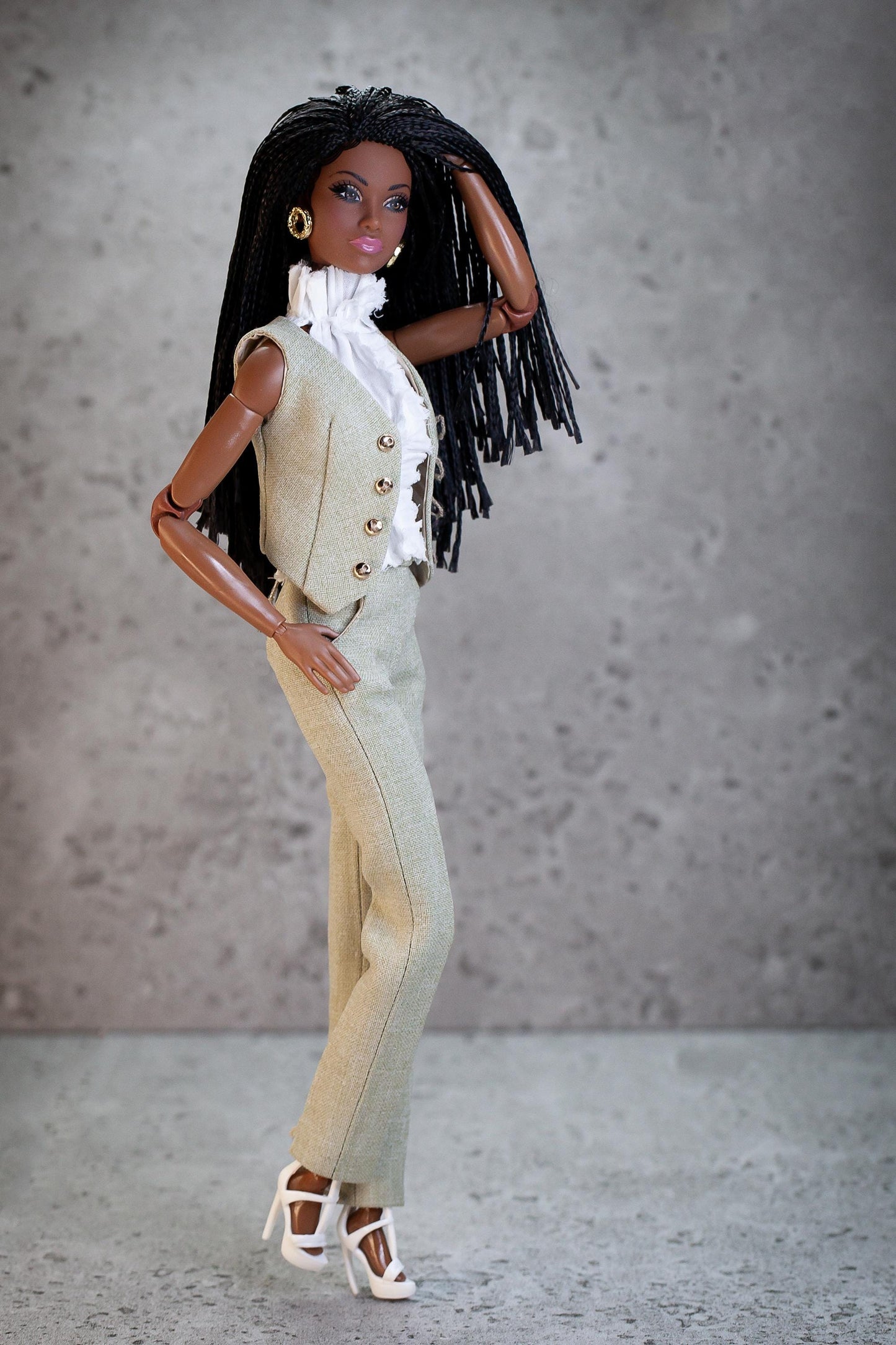PDF Digital Pattern vest + pants trousers suit for BBMTM fashion dolls. VIDEO tutorial.