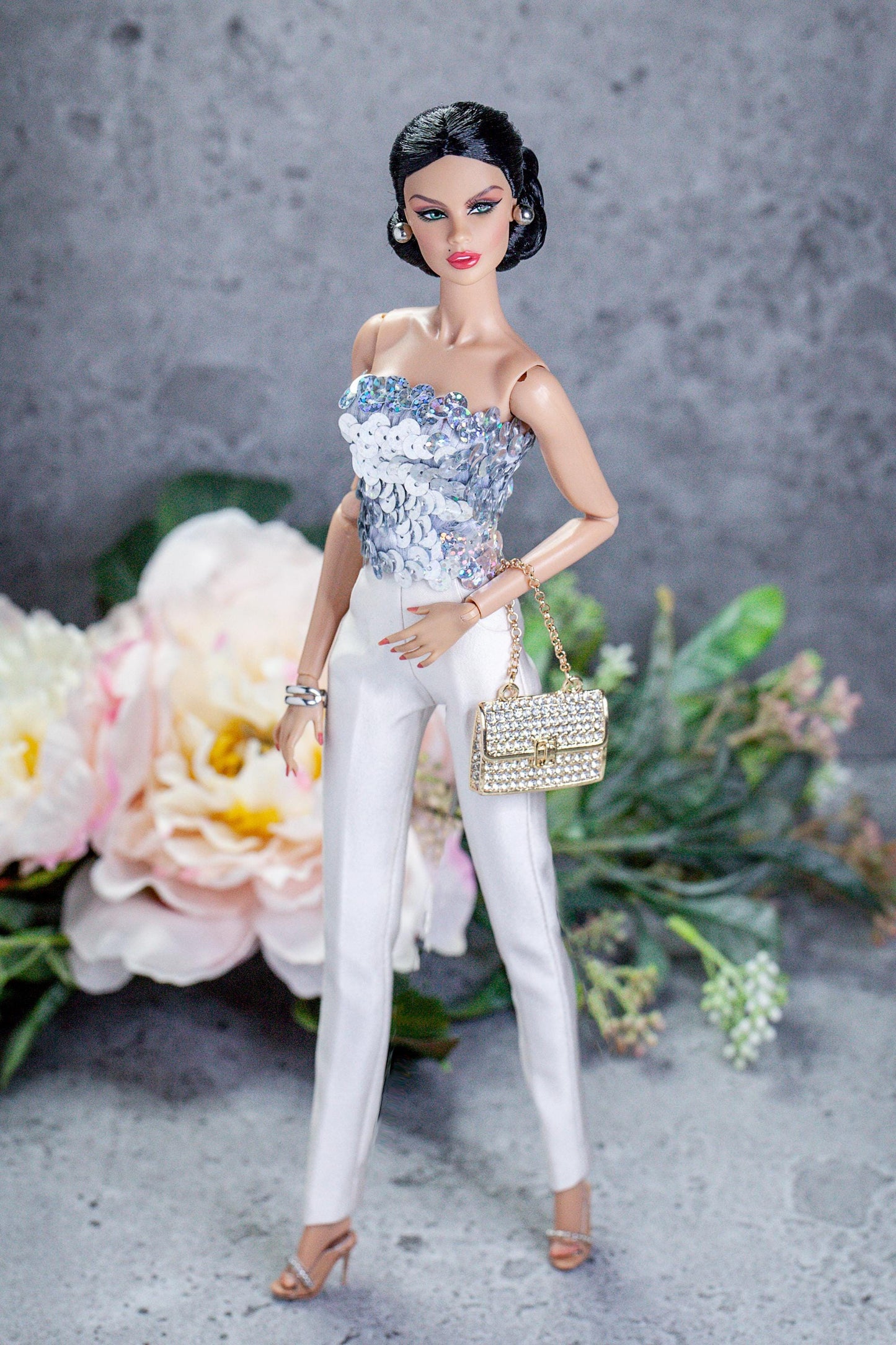 Pants and sequin top for Integrity Toys Poppy Parker Fashion Royalty Nu Face fashion dolls