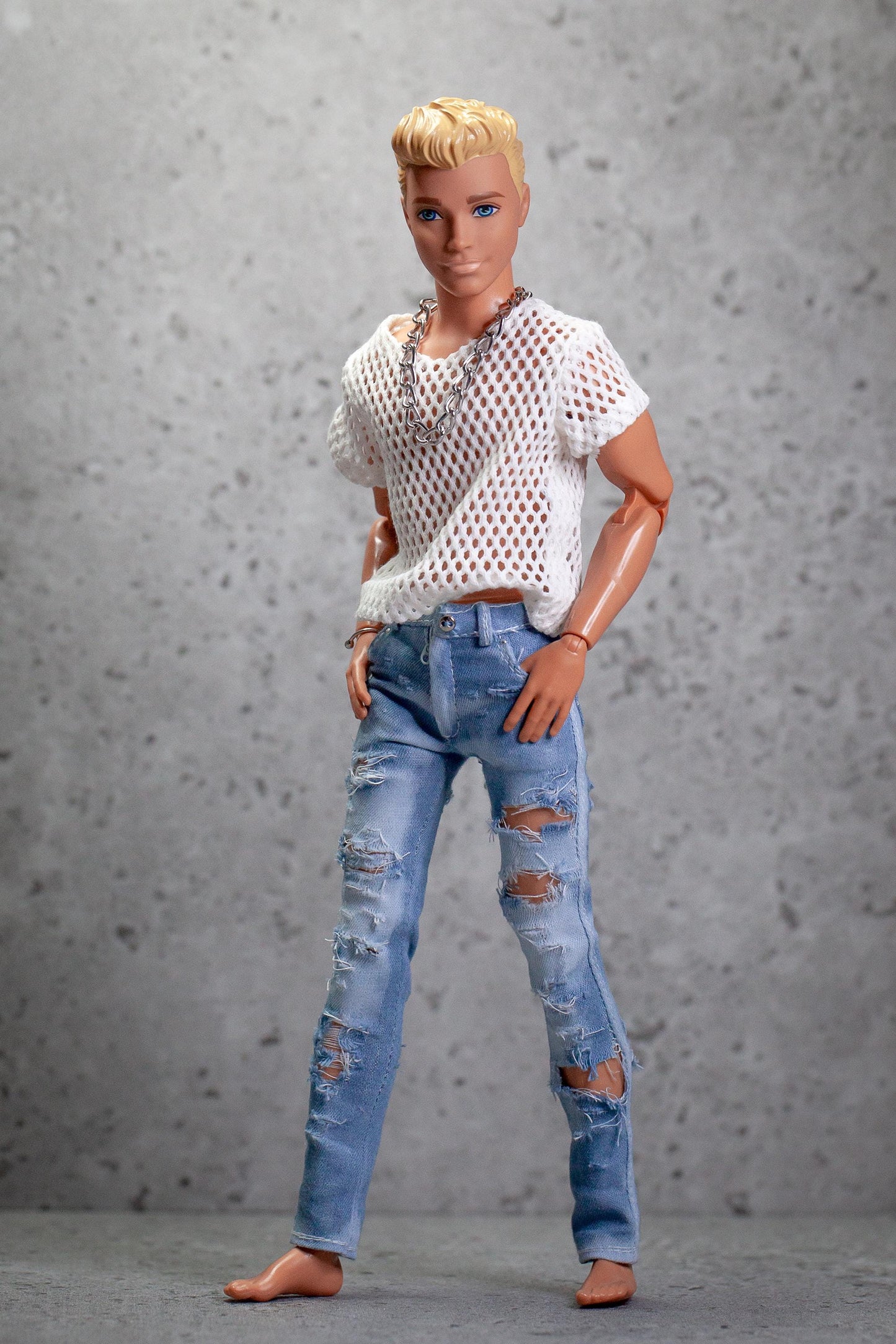 PDF Digital Pattern skinny jeans for 1:6 12" male MTM fashion doll. Video tutorial.