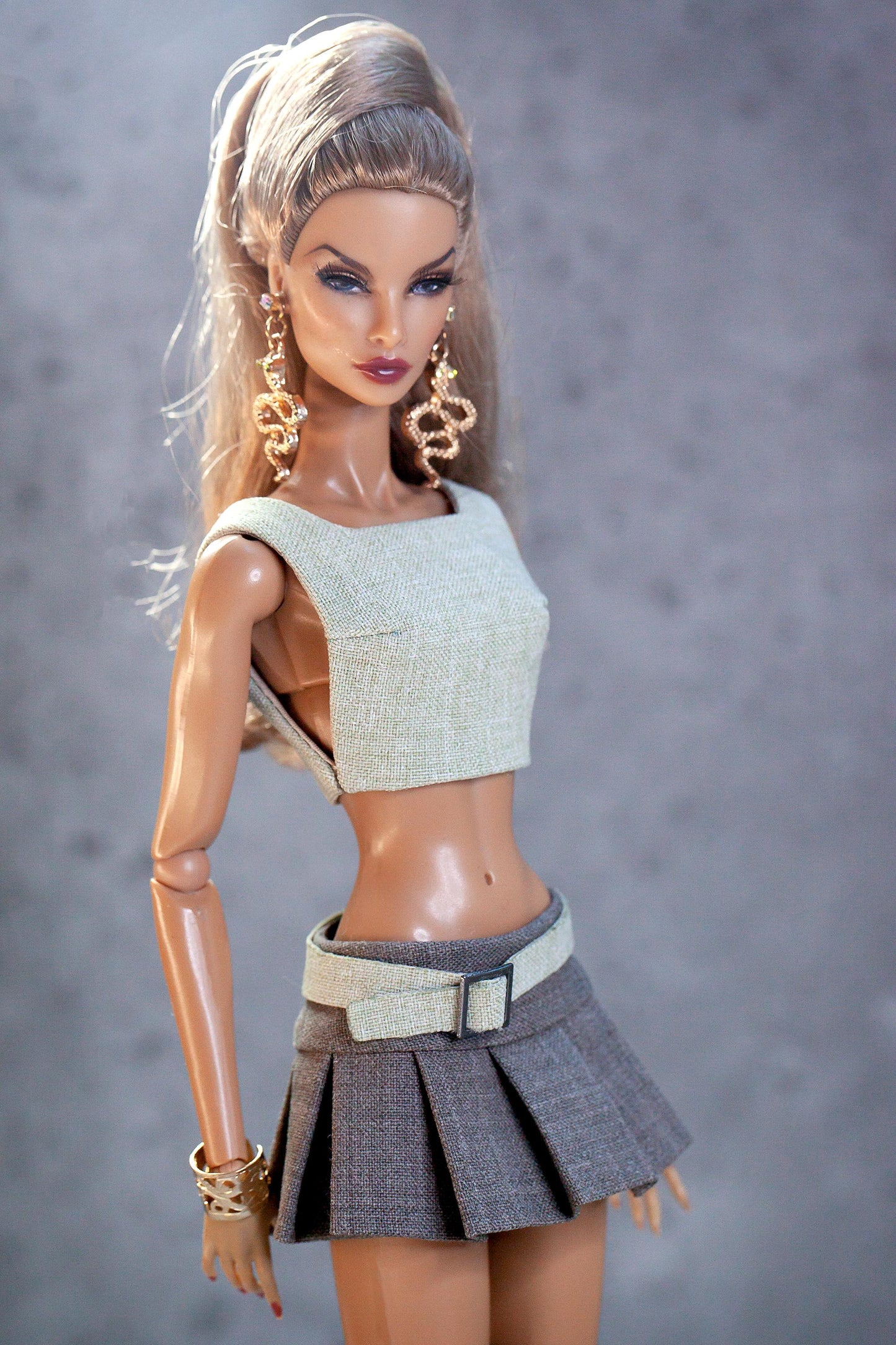PDF Digital Pattern pleated skirt and top for Fashion Royalty, Nu Face, Poppy Parker, BBMTM, BBSS dolls. + Video tutorial