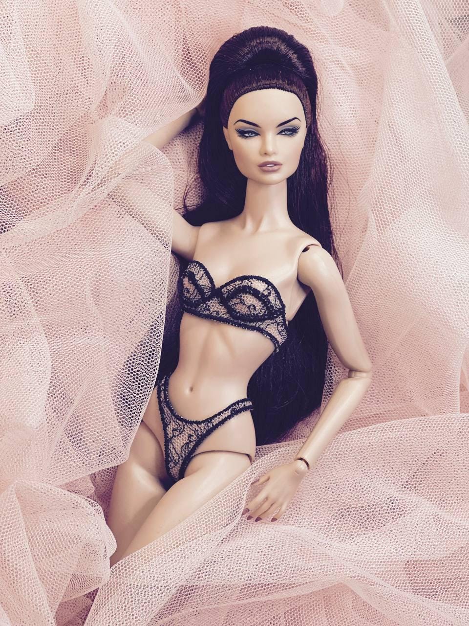 Digital Embroidery /embroidered lingerie for Fashion Royalty, Nu Face dolls