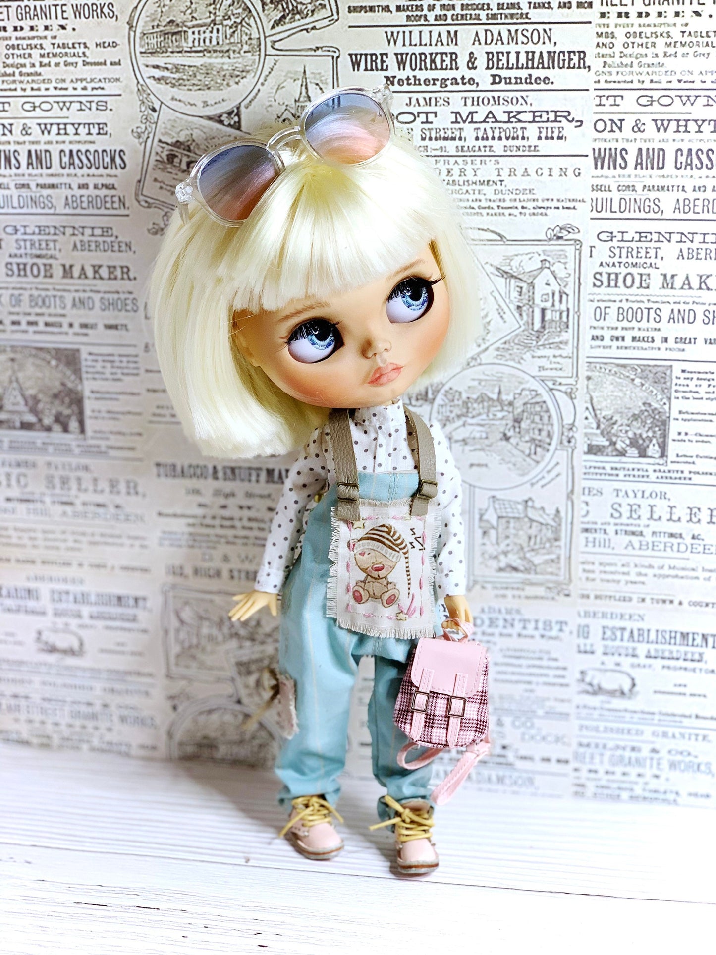 Blythe Outfit: Dungarees, Bib Pants, and Shirt for Dolls. Clothes for 30 cm Dolls