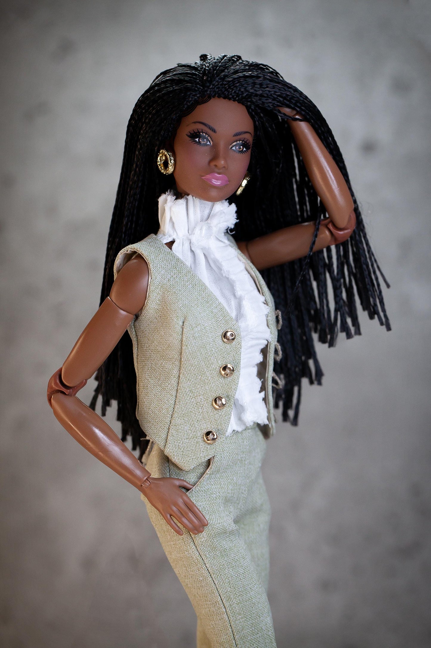 PDF Digital Pattern vest + pants trousers suit for BBMTM fashion dolls. VIDEO tutorial.