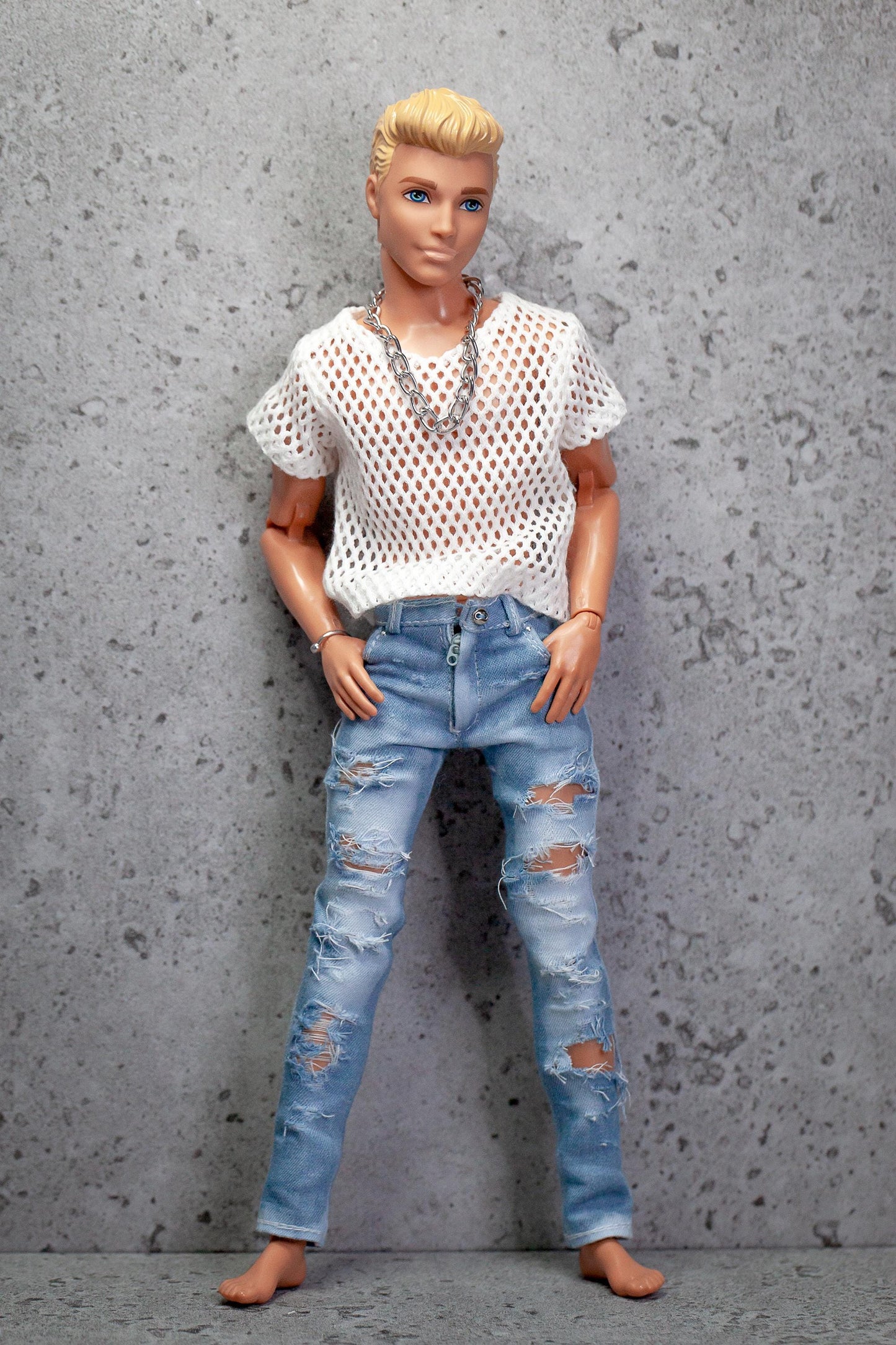 PDF Digital Pattern skinny jeans for 1:6 12" male MTM fashion doll. Video tutorial.