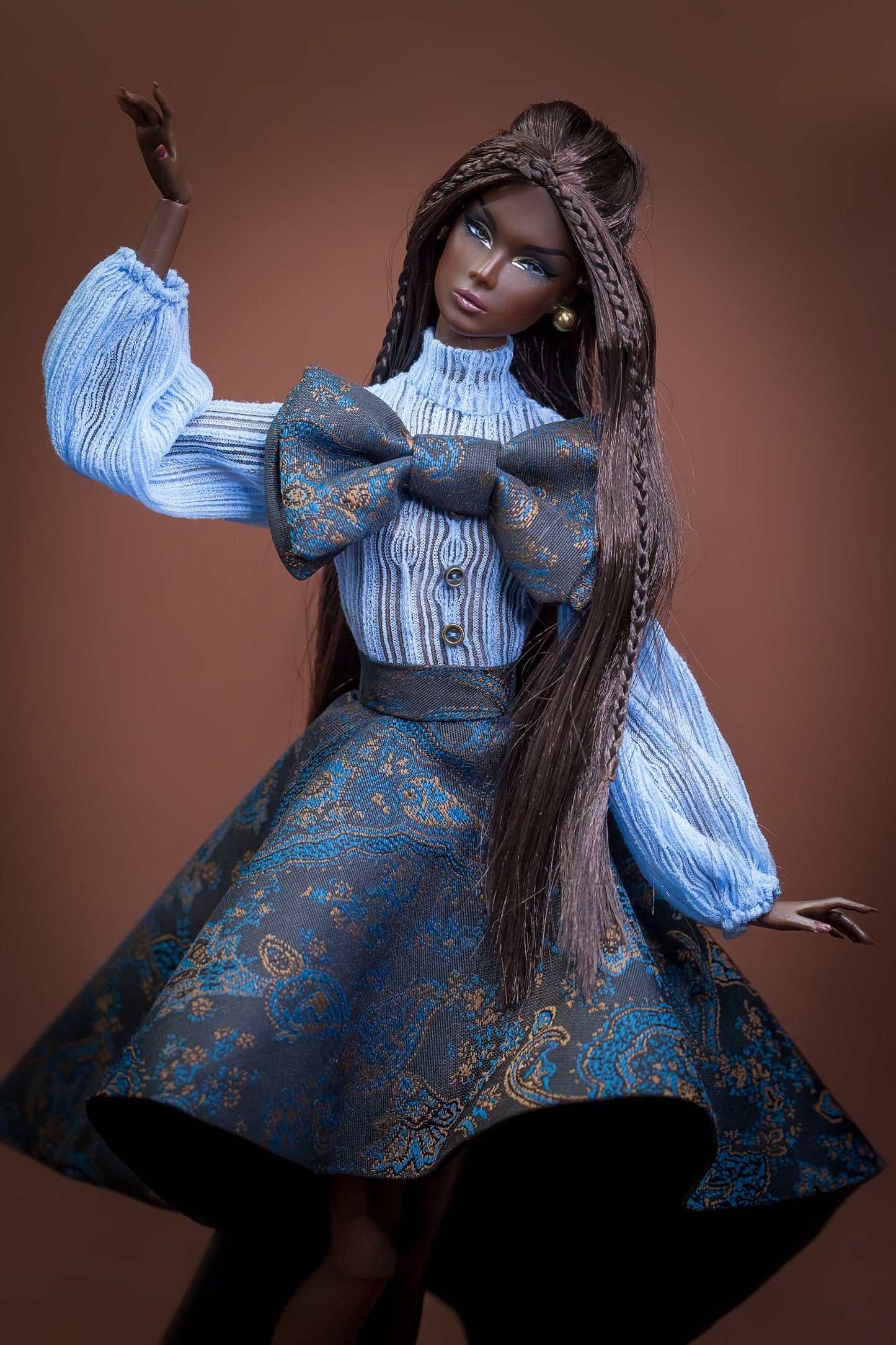 Body blouse and skirt blue for Integrity Toys Poppy Parker Fashion Royalty Nu Face