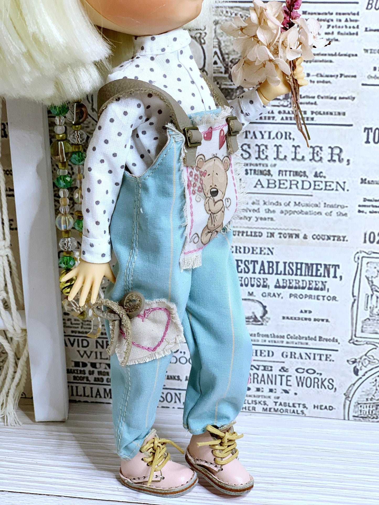 Blythe Outfit: Overalls and Shirt for Dolls. Clothes for 30 cm Dolls