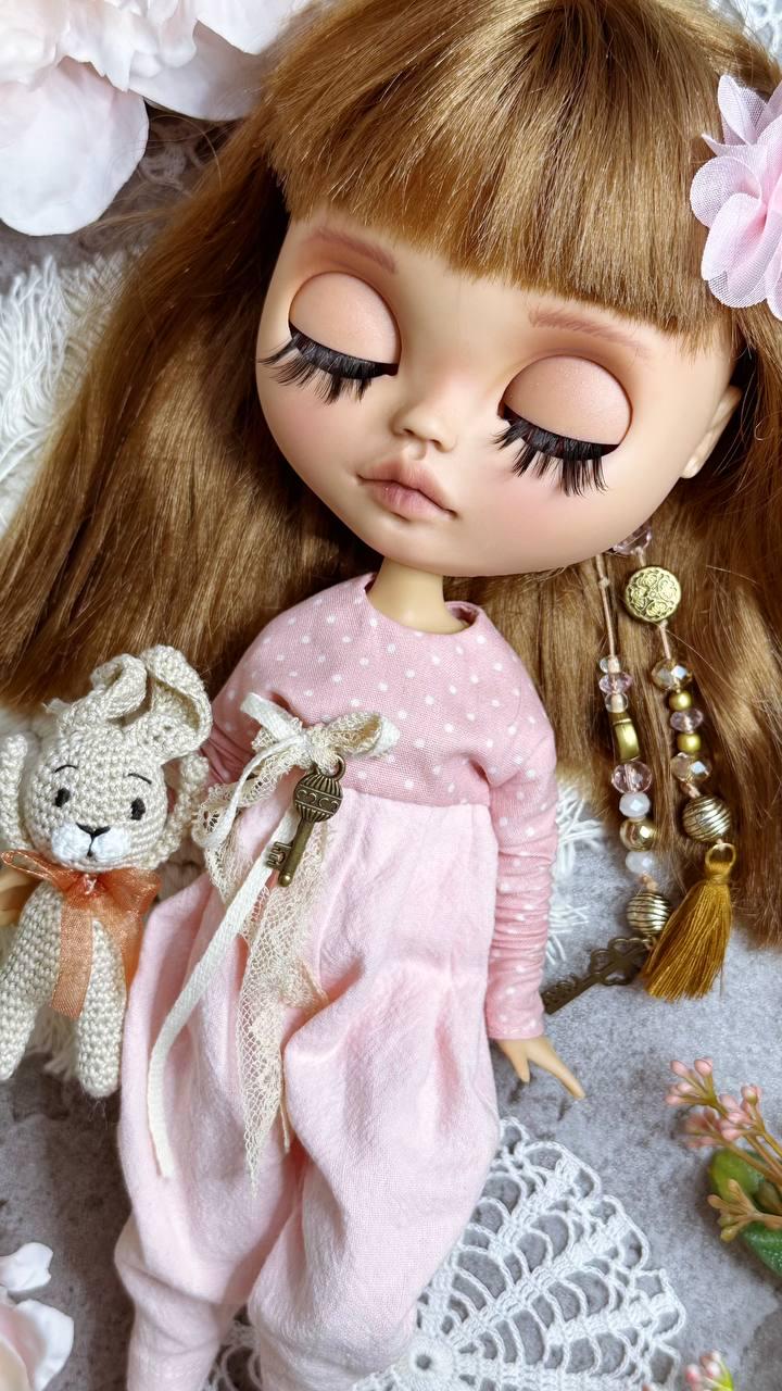 Unique Blythe-style artist doll "Mila" – Handmade collectible doll for adoption OOAK