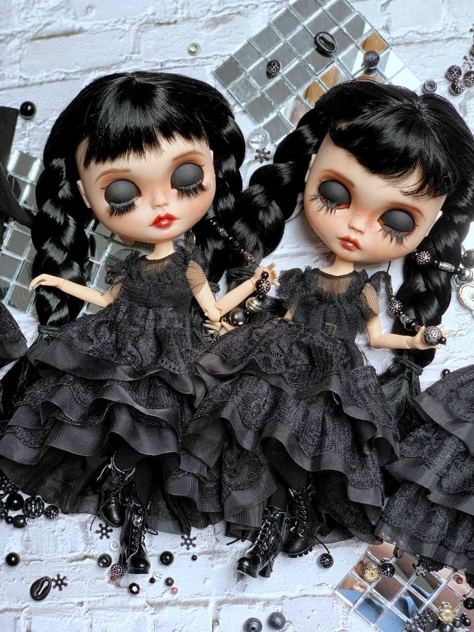 PDF Digital Pattern wide skirt dress for Blythe doll. YouTube VIDEO.